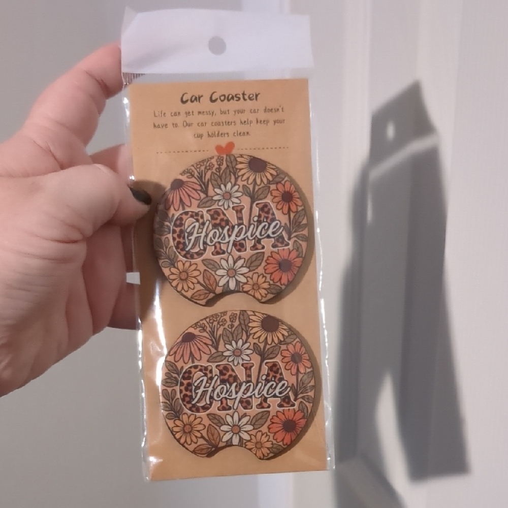 Floral Car Cup Holder Coasters Set of 2 Boho Car Accessories